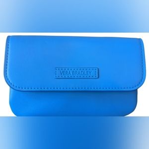 NWT Vera Bradley vegan leather coastal blue flap button closure back slip pocket